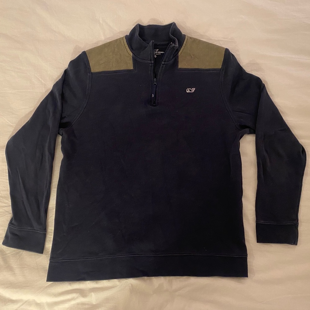 Vineyard Vines Boy’s XL Navy & Green Quarter Zip
